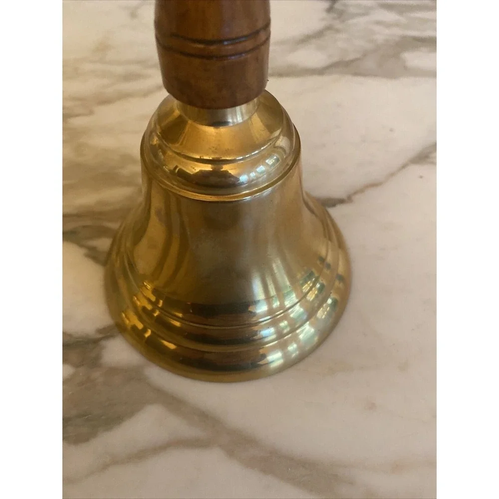 Vintage Brass Hand Bell‎ With Wooden Handle
